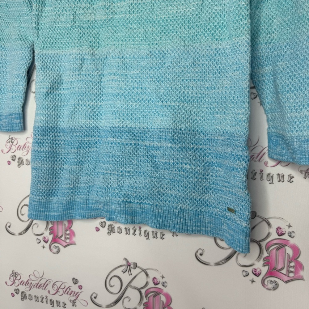 Tommy Hilfiger sweater blue knit ombre turquoise warm comfy stretchy top shirt - Picture 4 of 9